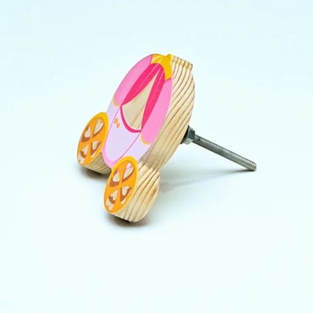 Handmade Pine Wood Princess Carriage Knob for Kids Furniture